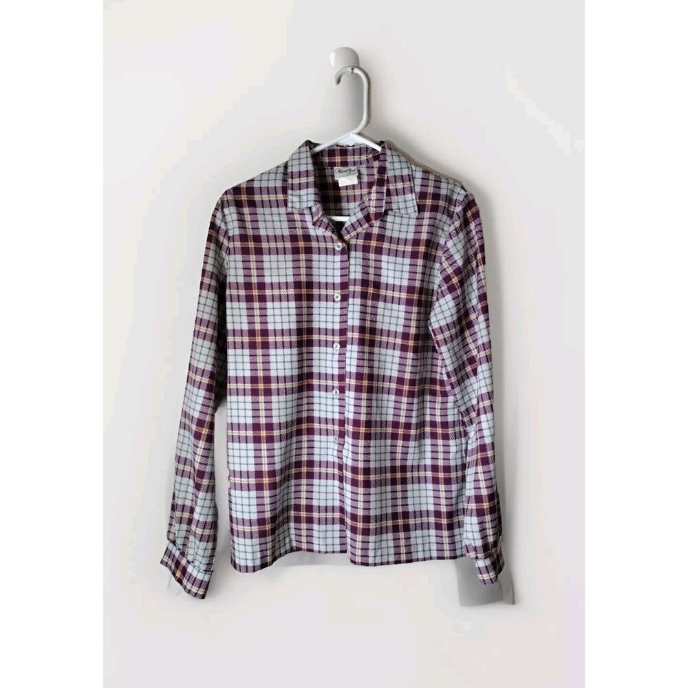 Vintage Manor Park Top 16 Plaid Long Sleeve Button Up Lightweight